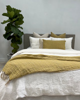 Audrey Linen Throw Yellow + Natural