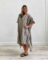 Erika Oversized Kaftan - Blue Horizon Stripe