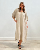 Joyce Elasticated Sleeves Kaftan Natural 