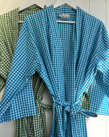 Turquoise Check Dressing Gown