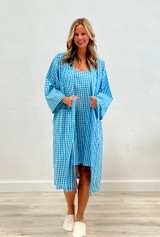 Turquoise Check Dressing Gown