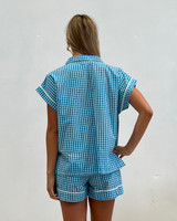 Turquoise Check  Short PJ Set