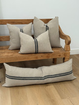 Puro Lino Cushion Cover Charcoal Stripes 40x60cm