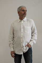 Mark Long Sleeve Linen Shirt White
