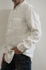 Mark Long Sleeve Linen Shirt White