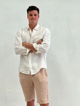 Mark Long Sleeve Linen Shirt White