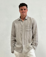 Mark Long Sleeve Linen Shirt Chambray Grey