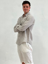 Mark Long Sleeve Linen Shirt Chambray Grey