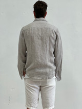Mark Long Sleeve Linen Shirt Chambray Grey