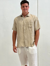 Mark Short Sleeve Linen Shirt Natural