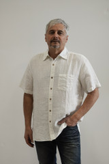 Mark Short Sleeve Linen Shirt White