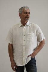 Mark Short Sleeve Linen Shirt White