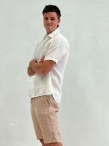 Mark Short Sleeve Linen Shirt White