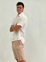 Mark Short Sleeve Linen Shirt White