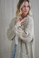 Audrey Long  Linen Cardigan Natural