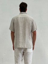 Mark Short Sleeves Shirt Grey Pinstripe