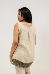 Mercy Mesh Hem Top Natural with Black Hem