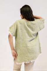 Lucia Fringed Top Chambray Green
