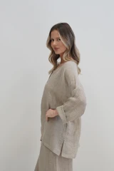 Cecilia Buttoned Top Natural