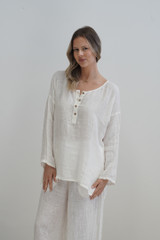 Cecilia Buttoned Top Cloud White