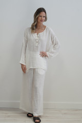 Cecilia Buttoned Top Cloud White