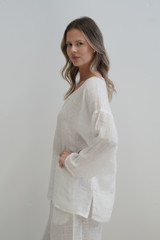 Cecilia Buttoned Top Cloud White