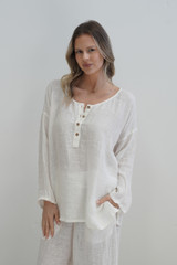 Cecilia Buttoned Top Cloud White
