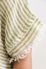 Gemma Fringed Dress White/Green Stripe