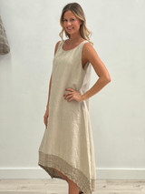 Giovanna Mesh Hem Dress Natural with Natural Hem