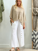 Bruna Button Wide Legged Pants White