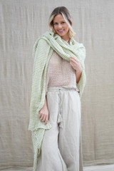 Skye Scarf/Sarong White & Green Stripe