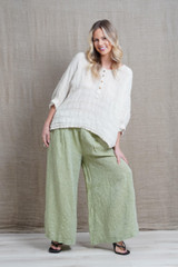 Mia Linen Pants Chambray Green