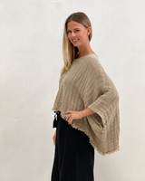 Alice Fringed Poncho Top - Natural Heavy Mesh