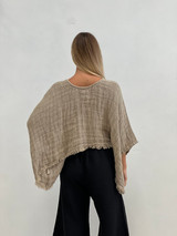 Alice Fringed Poncho Top - Natural Heavy Mesh