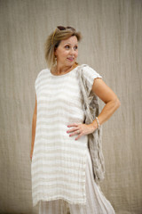 Sophia Tunic Natural & White Stripe