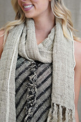 Petra Fringed Scarf - Spaced Natural