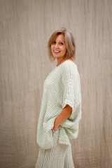 Luna Oversized Top Green Stripe