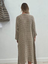 Audrey Long Cardigan in Natural Spaced Linen