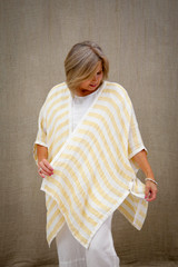 Carmen Linen Cardigan Lemon & White Stripe