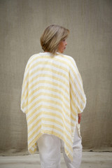 Carmen Linen Cardigan Lemon & White Stripe