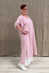 Rosa Elasticated Sleeve Kaftan Chambray Fondant Pink