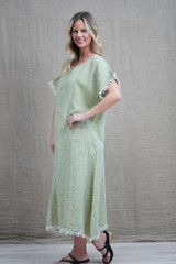 Gemma Fringed Dress  Chambray Green