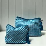 Turquoise Check Make-Up Bag