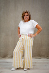 Alessa Wide Leg Pants Lemon & White Stripe