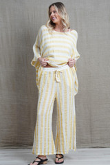 Alessa Wide Leg Pants Lemon & White Stripe