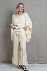 Alessa Wide Leg Pants Lemon & White Stripe