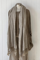 Petra Linen Fringed Scarf Bone