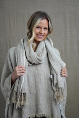 Petra Linen Fringed Scarf Bone