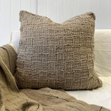 Lucas Linen Cushion Cover Natural Rustic Blocks 60x60cm  