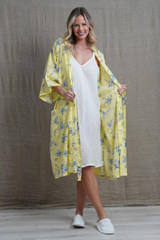 Yellow Blossom Half Sleeves Kimono